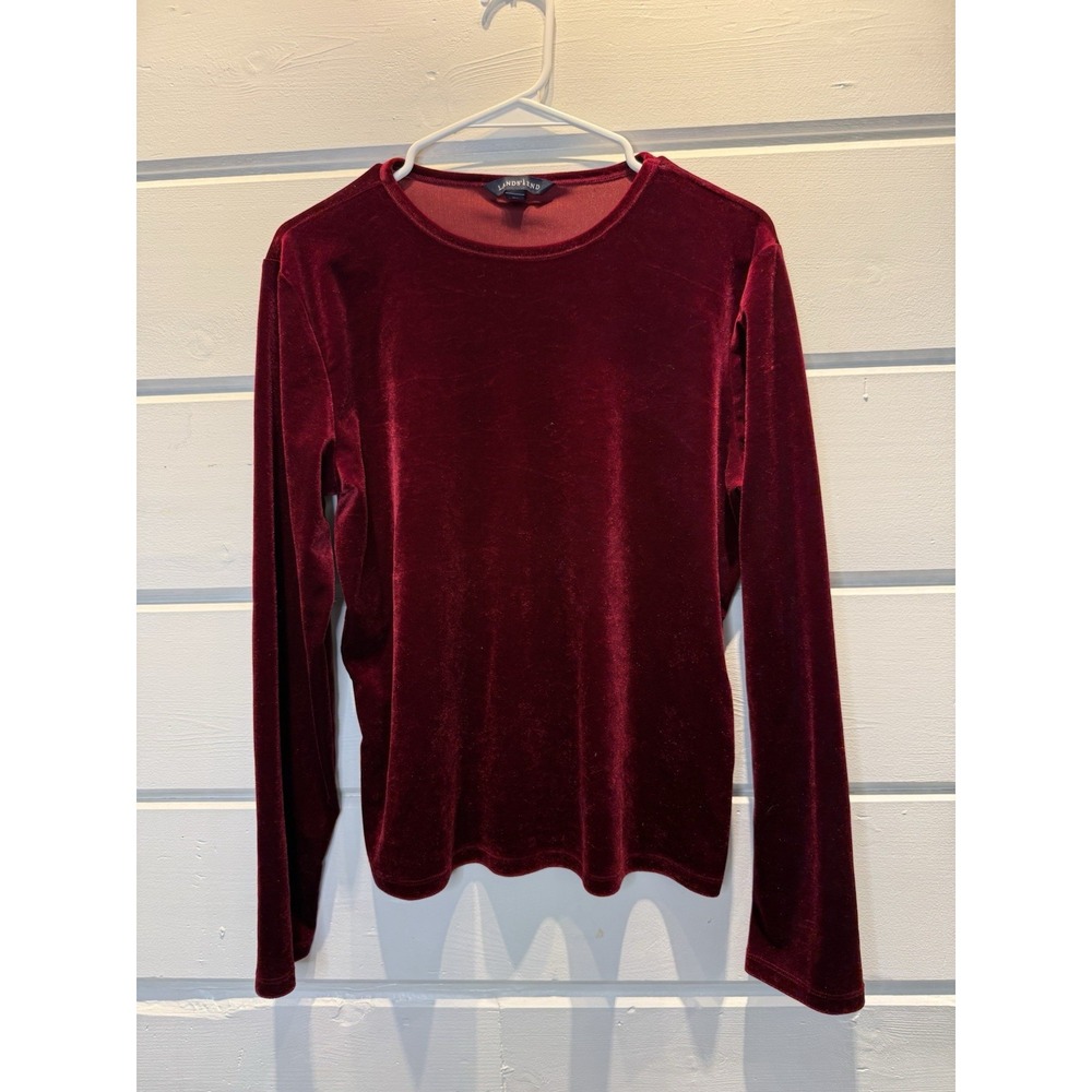 Land's End Women's Red Velvet Pullover Top, Medium, Christmas, Holiday, Whimsy